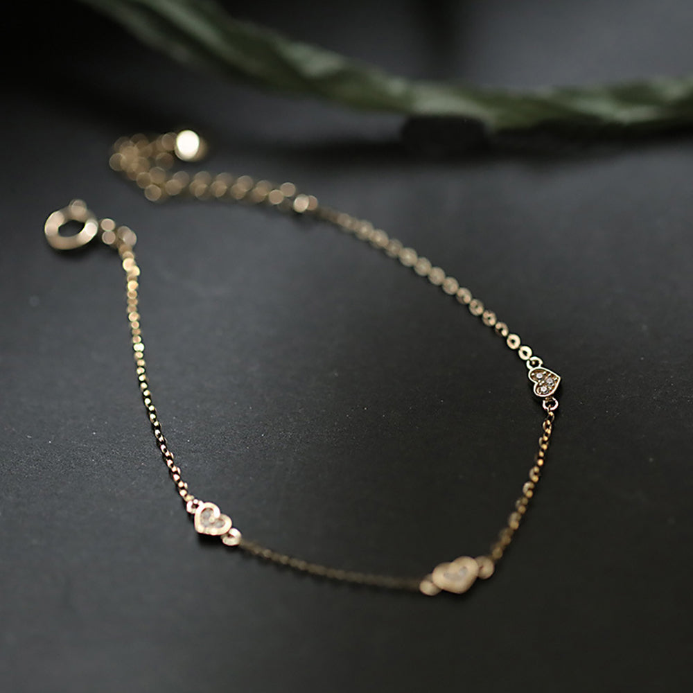 dünnes Damen Armband Herz Goldfarbe echt Silber
