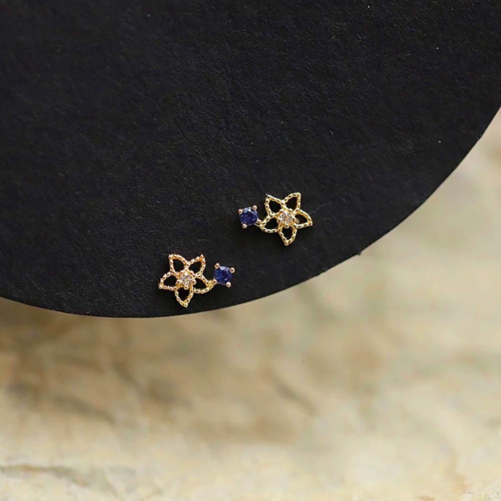 Ohrstecker Stern aus 925 Silber Vergoldet mit Zirconia