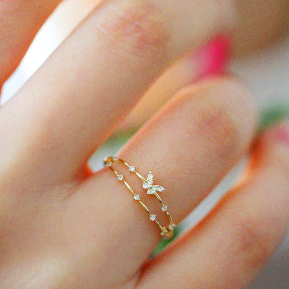 Ring Größenverstellbar aus 925 Silber Vergoldet mit Schmetterlings Design