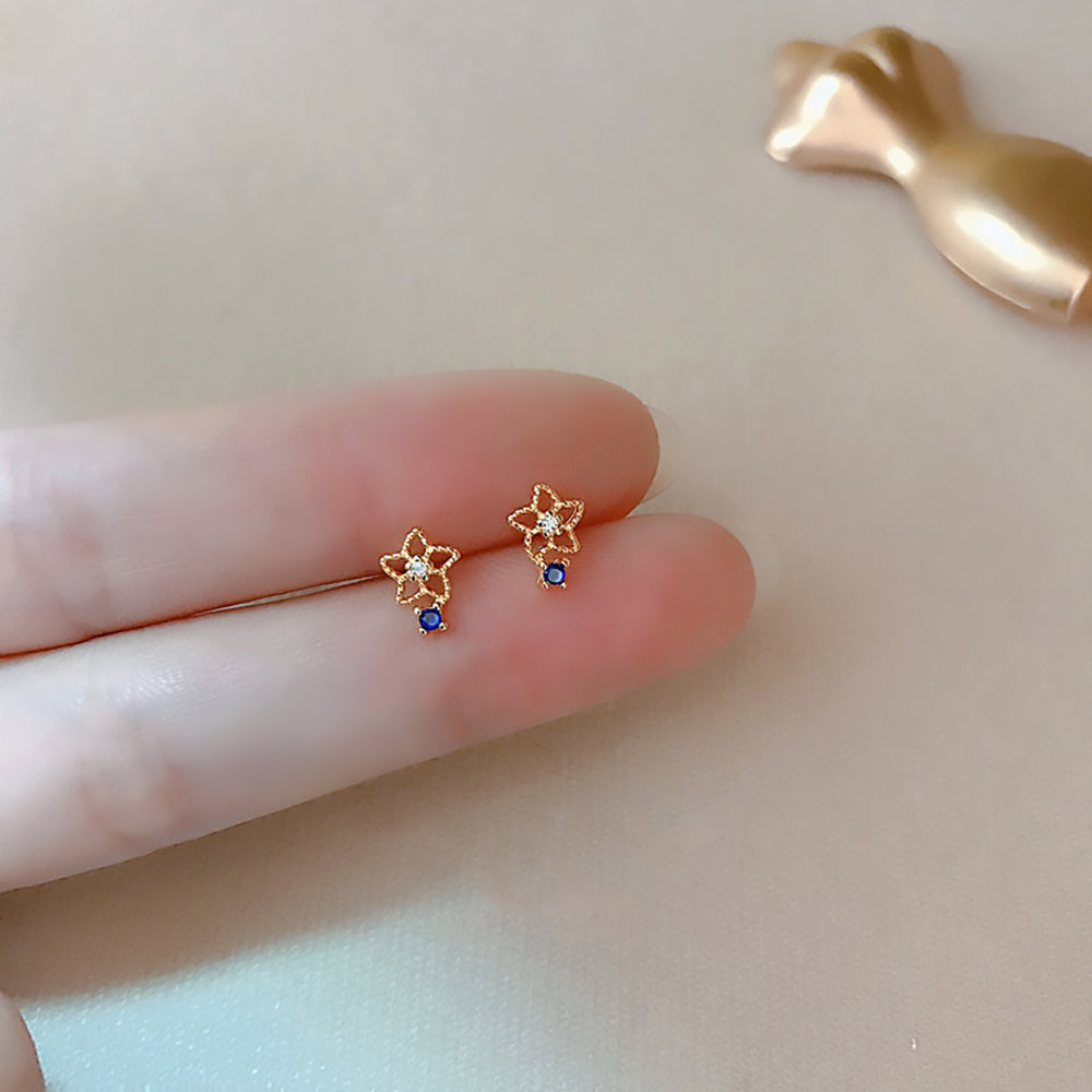 Ohrstecker Stern aus 925 Silber Vergoldet mit Zirconia