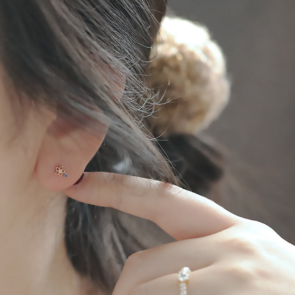 Ohrstecker Stern aus 925 Silber Vergoldet mit Zirconia