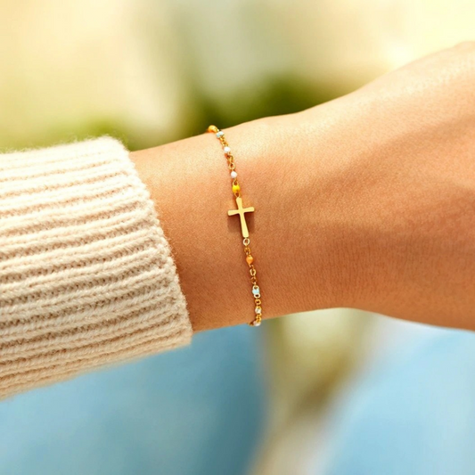Damen 925 Silber Armband Kreuz Anhänger