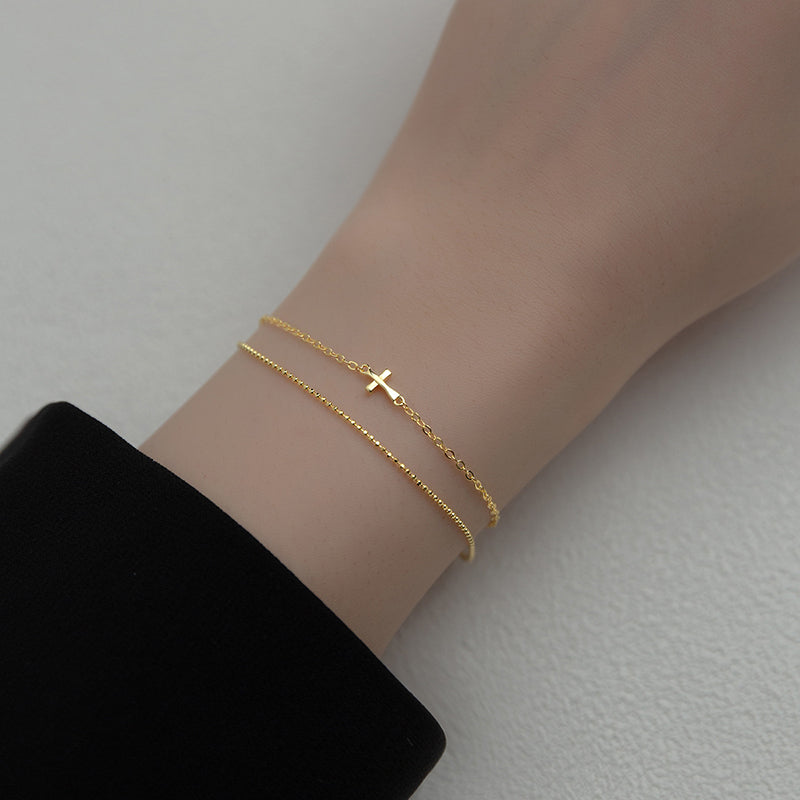 Frauen Silber Armband Kreuz Anhänger