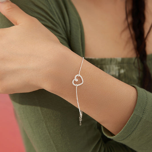 925 Frauen Armband runde Perle Herz
