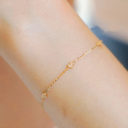 Damen Silberarmband Herz Goldfarbe